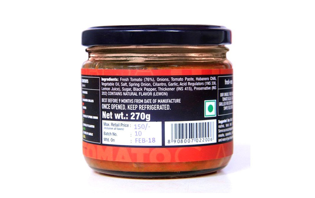 Habanero Tomato Salsa    Glass Jar  270 grams